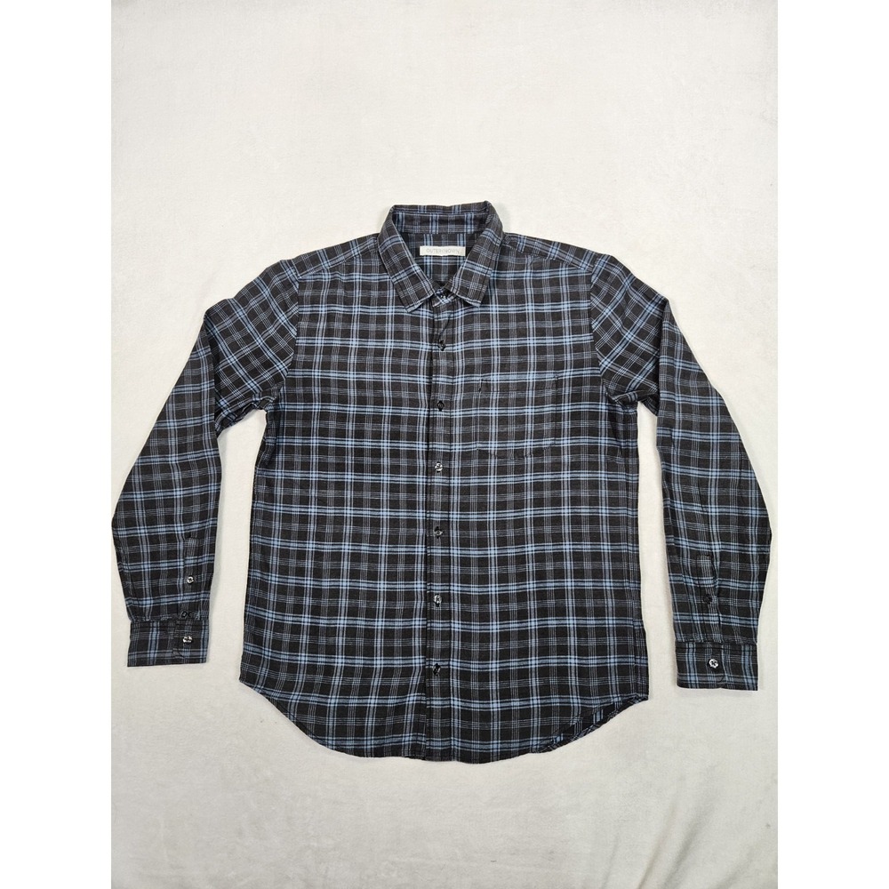 Outerknown Shirt Men's Large Flannel Plaid Button up Green Organic Cotton